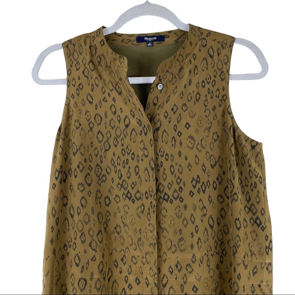 19) MADEWELL silk playa dress in leopard fade without waist tie sz S - Picture 3 of 8